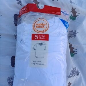 Brand new pack of white tees just been opened all 5 there